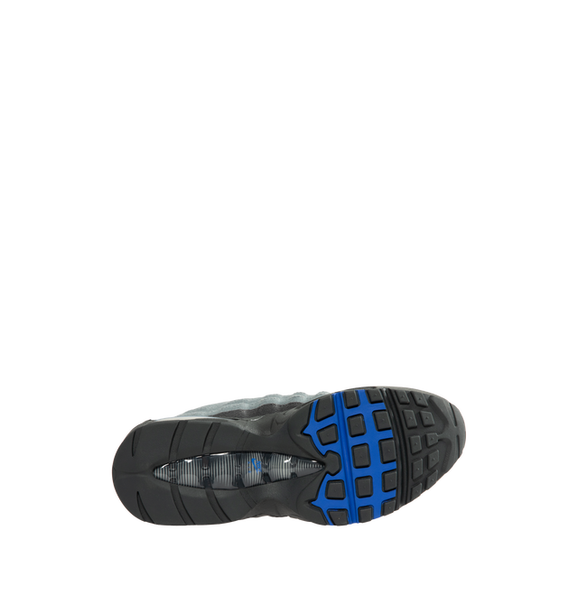 Image 4 of 5 - GREY - Nike Men's Air Max 95 Big Bubble Sneaker featuring textile and synthetic leather, visible Max Air cushioning, flex grooves in the midsole and outsole, foam midsole and rubber outsole. 