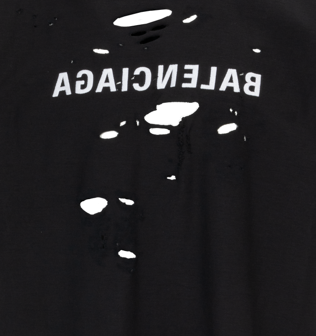 Image 3 of 3 - BLACK - BALENCIAGA Inside Out T-Shirt featuring a logo print to the front, short-sleeves and rips throughout. 100% cotton.  