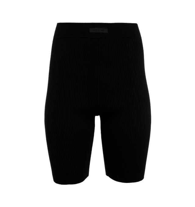 BLACK - FEAR OF GOD ESSENTIALS Biker Short featuring rib texture, rib-knit elastic waistband and rubberized label.