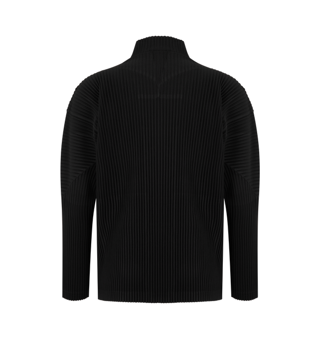 Image 2 of 2 - BLACK - Issey Miyake Mens Zip-Up Shirt is crafted from lightweight polyester. Features a double-zip front closure, and quick-drying fabric with a light-reactive finish that creates a dimensional appearance. Main Material: 100% Polyester. Made in Japan. 