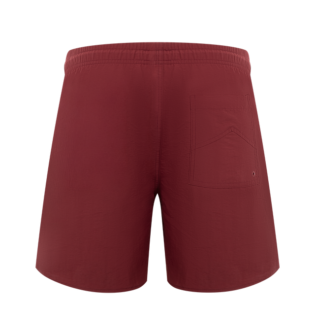 Image 2 of 3 - RED - RHUDE Radiator Swim Shorts featuring elasticated drawstring waist, side slip pockets, logo embroidery, back patch pocket, curved hem, internal mesh brief lining and pull on. 100% polyester. Lining: 85% nylon, 15% spandex. 