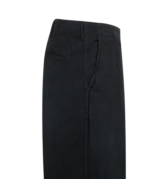 Image 3 of 3 - BLACK - A.Presse Men's Vintage Chino Trousers feature a relaxed silhouette with a timeless chino design for versatile everyday wear. Inspired by vintage military styling, these designer trousers combine premium craftsmanship with a refined yet casual aesthetic, making them an effortless addition to any wardrobe. Main Material: 100%Cotton. Made in Japan. 
