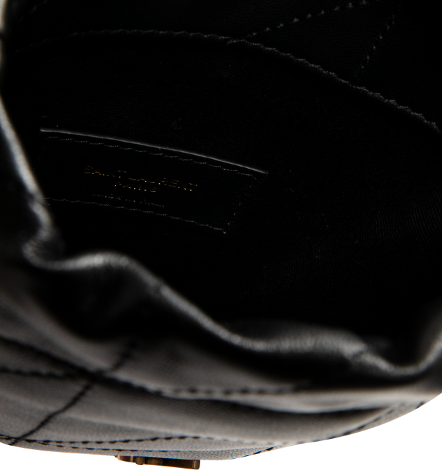 Image 3 of 3 - BLACK - SAINT LAURENT Pouch Bag in supple nappa featuring quilted topstitching, chain handle, cassandre on the front and bronze-tone hardware. Made in Italy. 