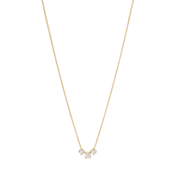 GOLD - SOPHIE BILLE BRAHE Orangerie Trois Necklace has three petite diamonds loose on a gold chain. 18K gold and 0.3 carats. 43cm. 