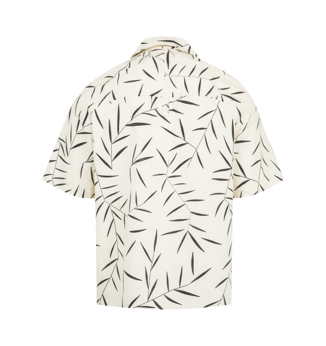 Image 2 of 2 - WHITE - JACQUEMUS Fonccio Shirt featuring relaxed fit, cotton poplin with Foliage print, camp collar, boxy elbow-length raglan sleeves, embroidered 50s logo on the sleeve, back yoke with "J" loop and mother-of-pearl buttons. 100% cotton. Made in France. 