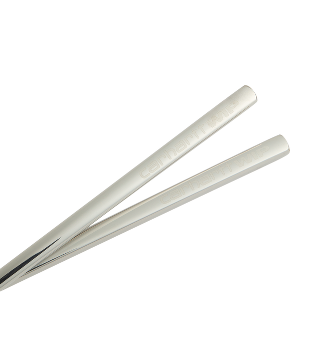 Image 2 of 2 - SILVER - Carhartt WIP Chopsticks are crafted from 304 stainless steel and feature a sleek design with laser-engraved branding. Designed for everyday use, the set combines durable construction with a minimalist aesthetic. Main Material: 304 Stainless Steel. Dimensions: Approx. 21 x 3 cm / 8.3 x 1.2 in. Details: Laser-Engraved Branding. 