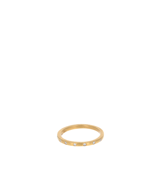 Image 1 of 1 - GOLD - Eli Halili Diamond Hoop Ring is handcrafted in 22K gold and features a sculptural 2 x 2 mm hoop design accented with seven diamonds totaling approximately 0.04 carats. Designed with Eli Halili's signature artisanal approach, this fine jewelry ring combines the warmth and organic character of high-karat gold with subtle diamond brilliance for a refined, timeless finish. Main Material: 22K Gold. Gemstones: 7 Diamonds. Total Diamond Weight: Approximately 0.04 CTW. Hoop Dimensions: 2 x 2 m 