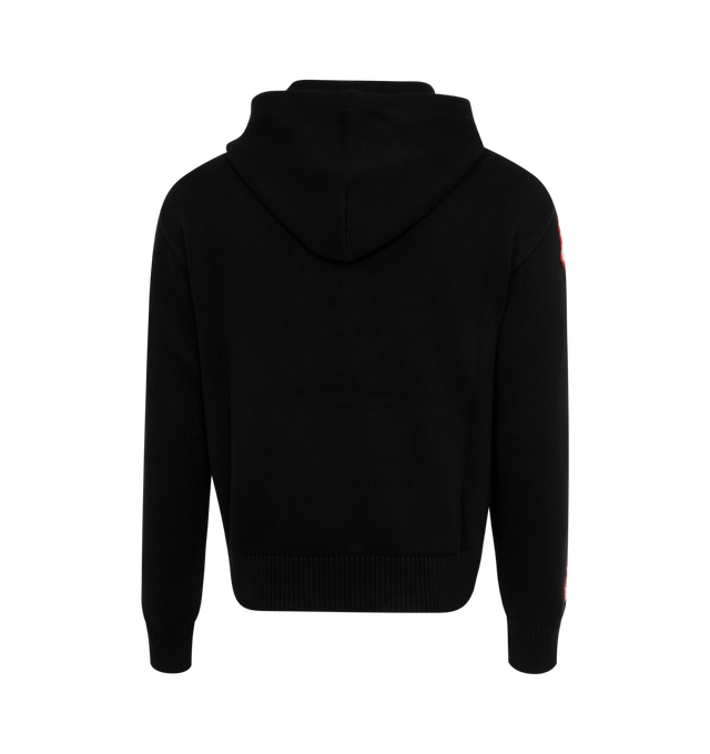 Image 2 of 2 - BLACK - AMIRI Bone Sleeves Hoodie featuring drawstring at hood, logo embroidered at chest, kangaroo pocket, rib knit hem and cuffs and dropped shoulders. 100% cotton. Made in Italy. 