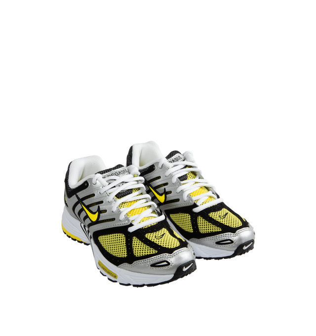 Image 2 of 5 - YELLOW - Nike Air Pegusus 205 running shoe featuring waffle-inspired tread that helps grip the ground beneath your feet, while full-length Nike Air cushioning softens each step. This white, balck and yellow edition has the same responsiveness and neutral support you love, with a layered look inspired by early-noughties runners. 