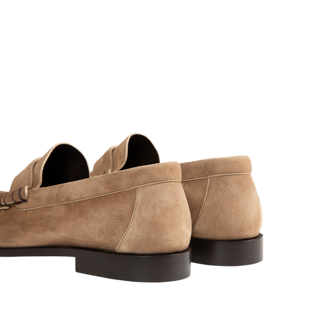 Image 3 of 4 - BROWN - Saint Laurent supple calfskin penny loafers decorated with the CASSANDRE in gold-tone metal, featuring a hand-stitched moc toe, leather sole and 1.5cm heel height.Made in ITALY. 