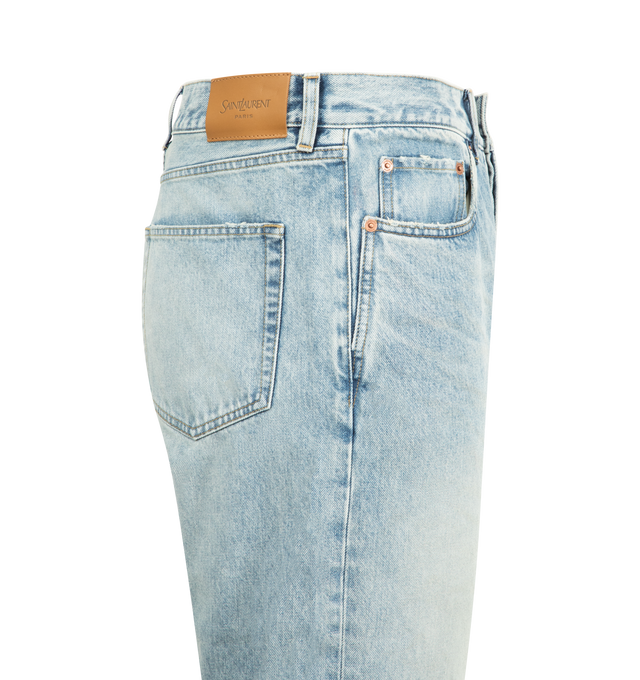 Image 3 of 3 - BLUE - SAINT LAURENT Loose Straight Jean featuring mid-rise, five-pocket style, straight leg with a loose fit and button fly. 100% cotton. Made in Japan. 