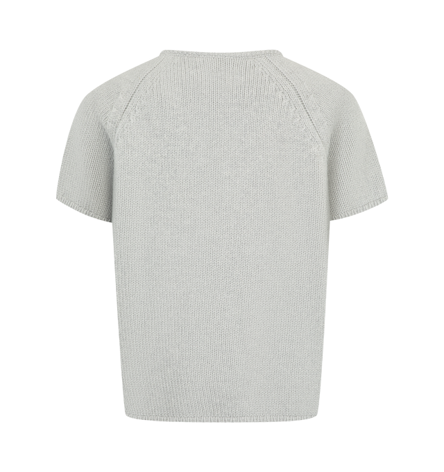Image 2 of 2 - GREY - JW Anderson Women's Knitted T-Shirt in grey melange cotton cashmere blend. Crafted in Scotland, constructed with a seamless technique and exaggerated fashioning details and minimal trims, to emulate a home crafted, handmade knit. Finished with signature Loafer stitching on the body. Composition: 45% Wool, 36% Cotton, 19% Cashmere. Made in United Kingdom. 