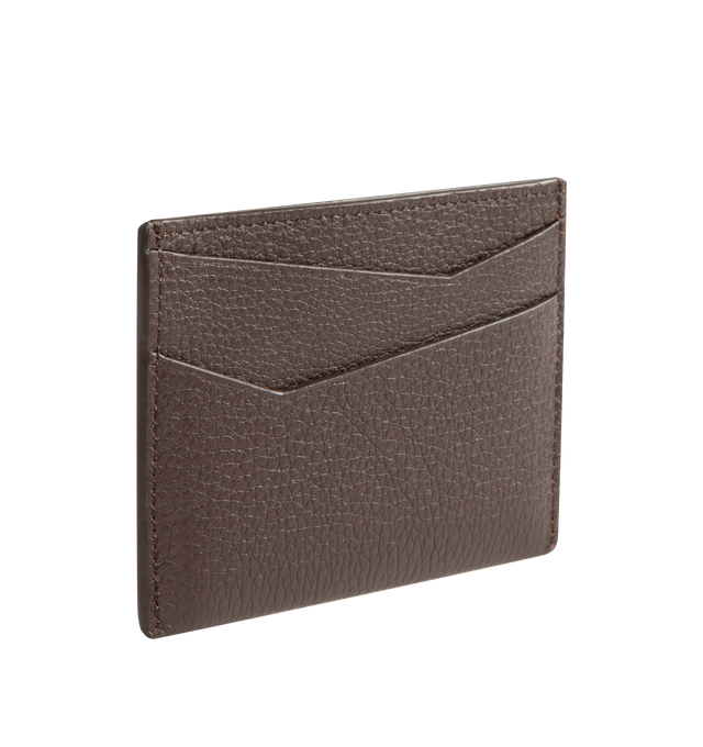 Image 2 of 3 - BROWN - Cardholder inspired by the Puzzle bag's distinctive geometric pattern. This version is crafted in classic calfskin. Four card slots, one central pocket. Calfskin lining, embossed Anagram. Made in Spain. 