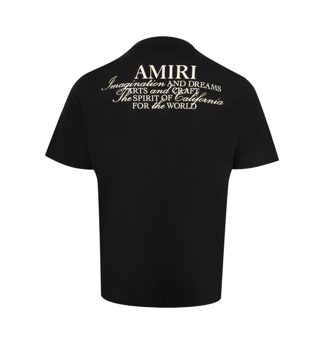 Image 2 of 2 - BLACK - AMIRI Spirit T-Shirt featuring stretch cotton jersey, rib knit crewneck, logo at chest, graphic on back and dropped shoulders. Cotton. Made in Italy. 
