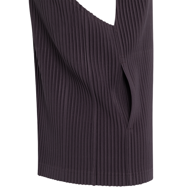 Image 3 of 3 - BROWN - ISSEY MIYAKE TAILORED PLEATS 2 VEST features a loose tailored fit and round neck. 100% polyester. 