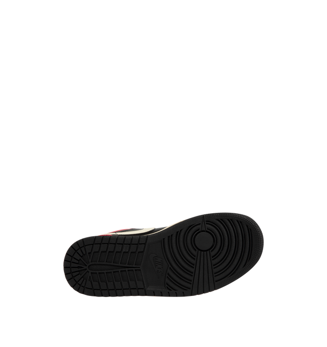 Image 4 of 5 - RED - JORDAN Air Jordan 1 Low Sneaker featuring a high-end mix of leather and synthetic materials in the upper, Air unit encapsulated in the heel, Wings logo on the heel, Jumpman design on the tongue, stitched Swoosh design, perforated toe, foam midsole and rubber traction. 