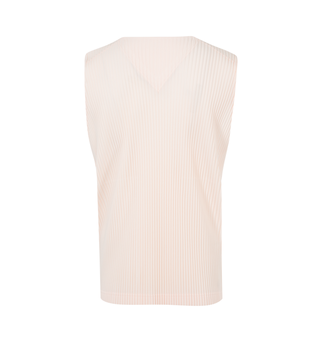 Image 2 of 2 - PINK - ISSEY MIYAKE MC August Vest featuring pleated vest with a straight, boxy fit and a v-neck. 100% polyester. 