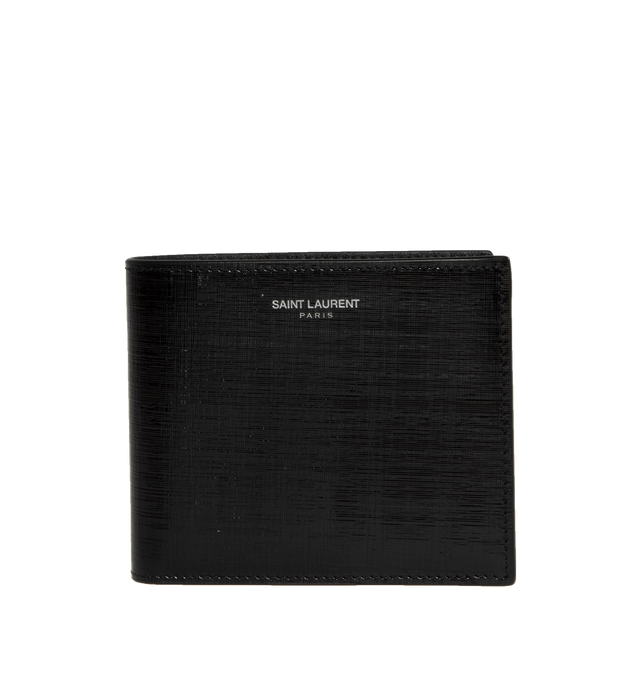 Image 1 of 3 - BLACK - SAINT LAURENT East West Wallet featuring silver toned hardware, eight card slots, two bill slots, two receipt compartments and leather lining. 4.3" X 3.7" X 1". 100% calfskin leather. 