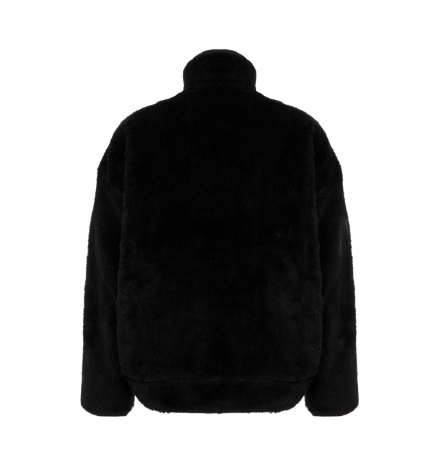Image 2 of 3 - BLACK - Maison Mihara Yasuhiro Men's Wide Back Boa Blouson is crafted from plush boa fleece and features a relaxed silhouette with a wide back design, full-zip front, and side pockets for a contemporary layered look. This designer fleece jacket combines exceptional warmth with Maison Mihara Yasuhiro's signature oversized aesthetic, making it a standout outerwear piece for colder seasons. Main Material: Boa Fleece. Made in Japan. 