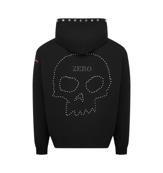 Image 2 of 3 - BLACK - PLEASURES Dane Studded Hoodie featuring star embellishment, zip fastening, skull motif, studded detail and drawstring hood. 100% cotton. 