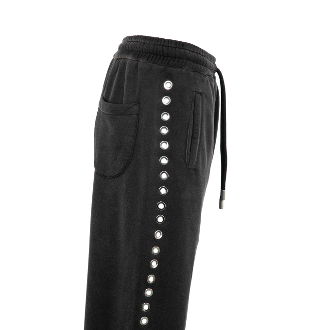 Image 3 of 3 - BLACK - OFF-WHITE EYELETS SWEATPANT featuring metal eyelets details at the corner, one flat pocket at back and elasticized waistband. 100% cotton. 