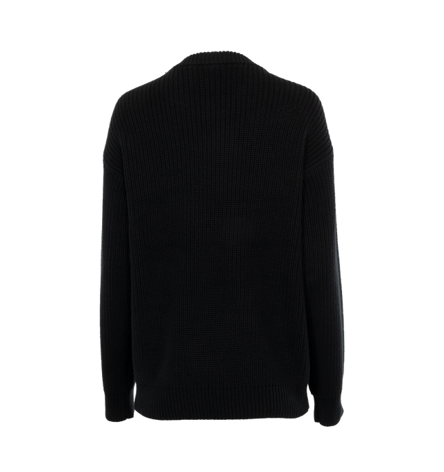 BLACK - R13 New York Boyfriend Sweater featuring crewneck, logo embroidered at chest and felted text appliqu� at chest. 100% cotton. Made in China.