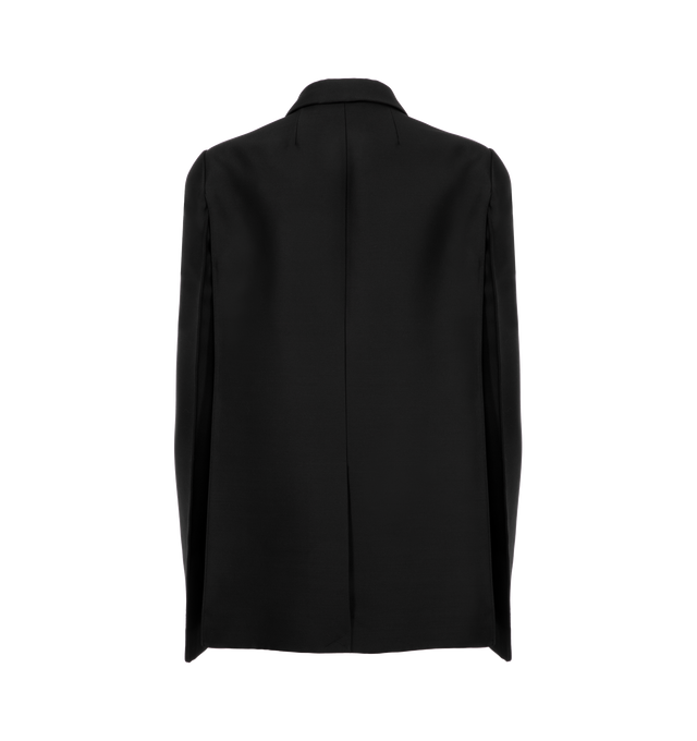 Image 2 of 3 - BLACK - Khaite Crittan Wool-Silk Blazer has a concealed button fastening, 2 chest pockets, and 2 side pockets. 80% wool, 20% silk. Made in USA.  