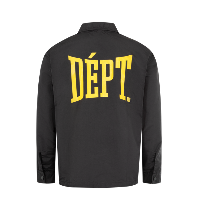 Image 2 of 3 - BLACK - GALLERY DEPT. Dept Coach Jacket featuring lightweight snap button-up jacket, relaxed fit with inner breathable mesh lining, front pockets and an inner pocket, button cuffs, Chateau Josu logo on the front, shrunken FRENCH DPT. logotype on the front and enlarged logotype on the back. 100% polyamide. Made in Portugal. 