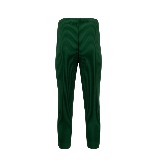 Image 2 of 2 - GREEN - ISSEY MIYAKE MC August Pant featuring a slim leg, elastic waist, and two side pockets. 100% polyester. 