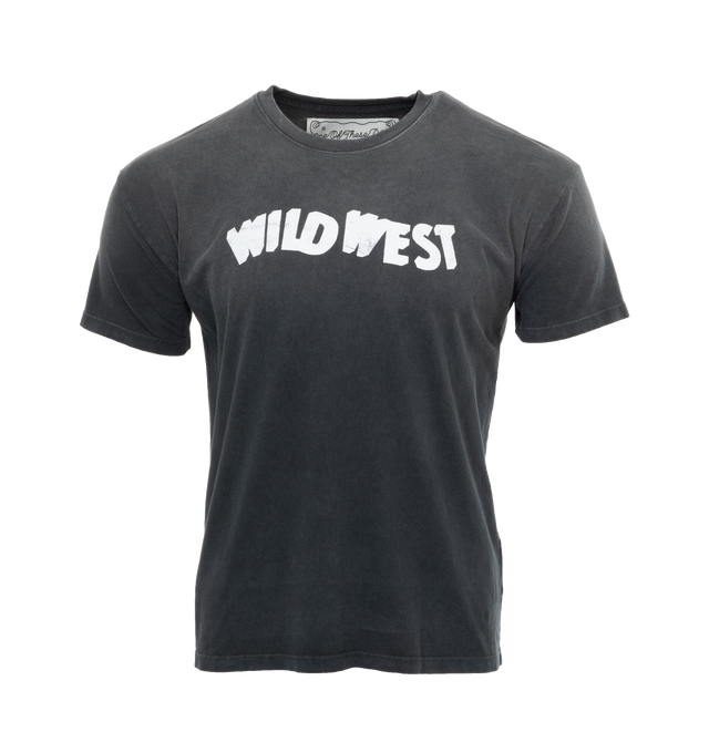 Image 1 of 4 - BLACK - ONE OF THESE DAYS WILD WEST TEE featuring front and back screenprint graphics and lightweight jersey fabric with ribbed neckline. 100% cotton.