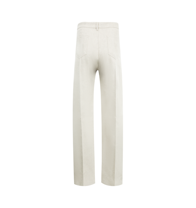 Image 2 of 3 - WHITE - RICK OWENS Men's Geth jeans crafted from 10oz off-white denim. Featuring relaxed straight legs that slouch towards the ankle, 5 pocket style, belt loops, button fly closure. 100% cotton. 