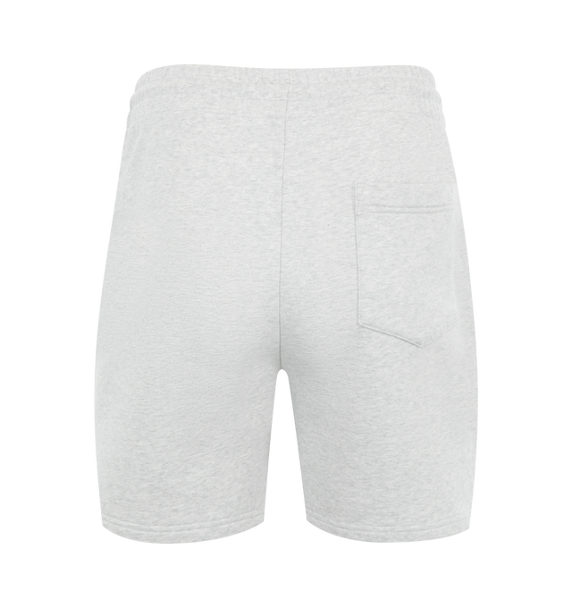 Image 2 of 3 - GREY - CASABLANCA Tennis Statues Embroidered Sweat Shorts featuring tennis statues patch, elasticated waistband, gold-tipped drawstring fastening, and side and back pockets. 100% organic cotton. 