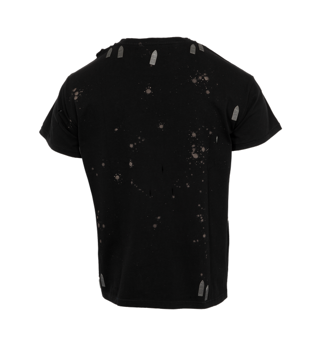 Image 2 of 4 - BLACK - WHO DECIDES WAR Hardware T-Shirt featuring distressing, graphic hardware, bleached effect throughout, rib knit crewneck, dropped shoulders and logo-engraved gunmetal-tone hardware. 100% cotton. Made in China. 