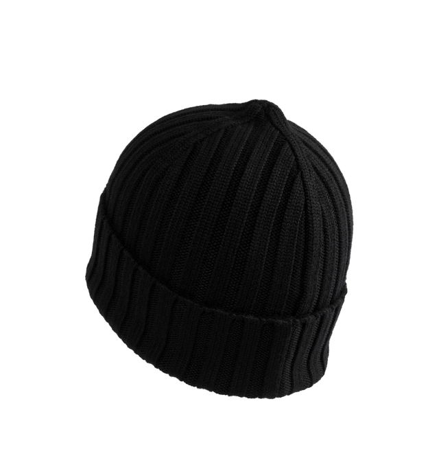 Image 2 of 2 - BLACK - Moncler Wool Beanie features a rib-knitting and logo at front. Designed to provide warmth, this heavy knit beanie for women adds the finishing touch to cold-weather looks. 100% virgin wool . 