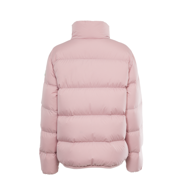 Image 2 of 4 - PINK - MONCLER Abbadia Jacket featuring two-way zipped front closure, zipped pockets, stand collar and elastic hem and cuffs. 100% polyester. Filling: 90% down, 10% feathers. 