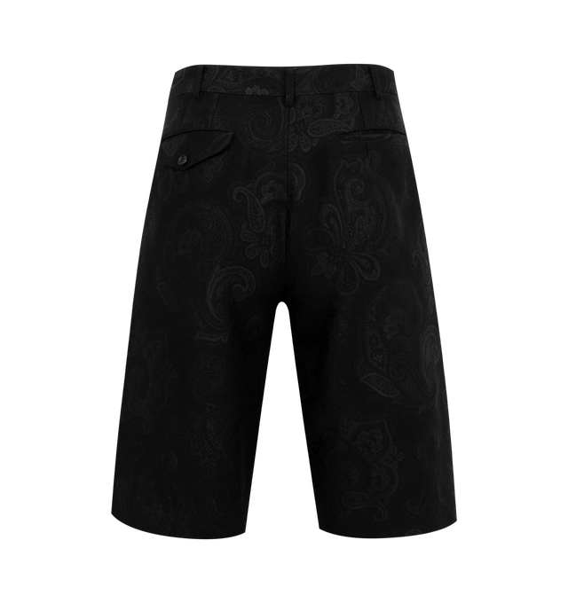 Image 2 of 3 - BLACK - HOMME PLUS Pleated Shorts featuring paneled construction, belt loops, four-pocket styling, zip-fly and pleats at front. 100% wool. Made in Japan. 