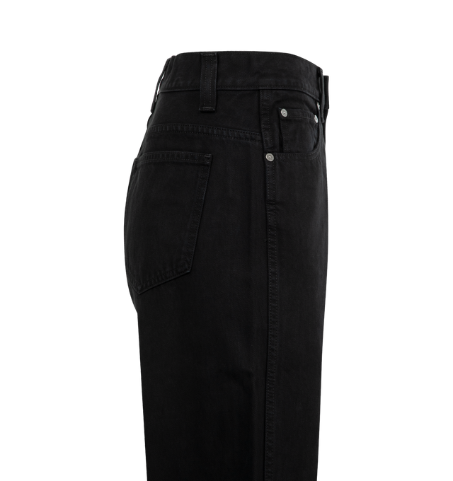 Image 3 of 3 - BLACK - KHAITE Bonnie Jean featuring relaxed silhouette, sits low on the hip and classic five-pocket denim detailing. 100% cotton. 