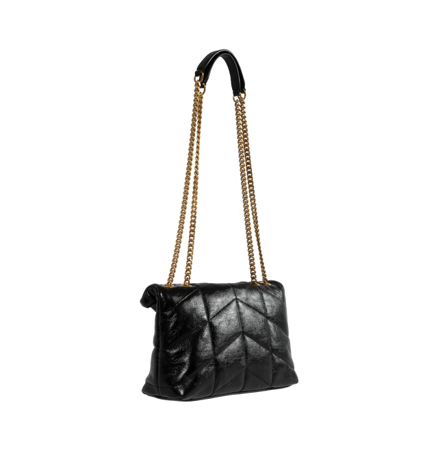 Image 2 of 4 - BLACK - SAINT LAURENT Puffer Loulou Toy Bag featuring magnetic snap tab, interior zipped pocket, two card slots and sliding chain. 9 X 6.1 X 3.3 inches. 100% calfskin leather.  