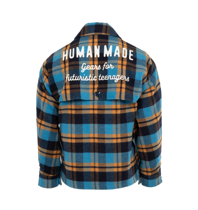 BLUE - HUMAN MADE Plaid Hunting Jacket featuring classic collar, button closure, 4 front pockets, printed logo and embroidered branding. 90% wool, 10% nylon.