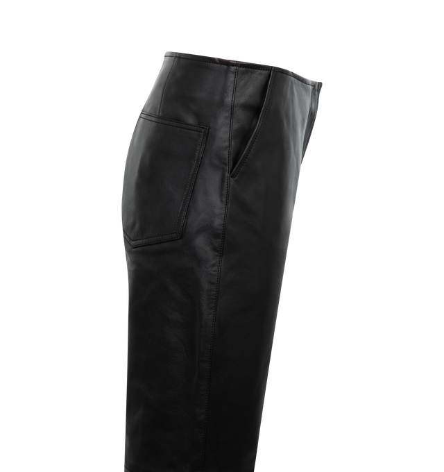 Image 3 of 3 - BLACK - TOTEME PANELED LEATHER TROUSERS featuring zipper front, side and back pockets and cropped at the ankle. 100% lamb leather. 