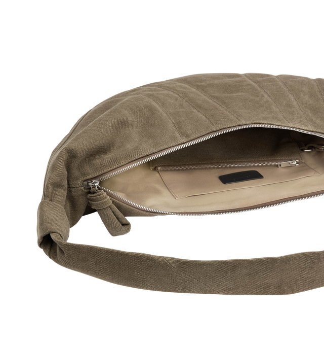 Image 3 of 3 - BROWN - LEMAIRE XL Croissant Bag featuring top zip fastening, single shoulder strap, main compartment and internal slip pocket. 11.81 in x 24.8 in. 85% cotton, 15% polyester. Lining: 100% cotton. 