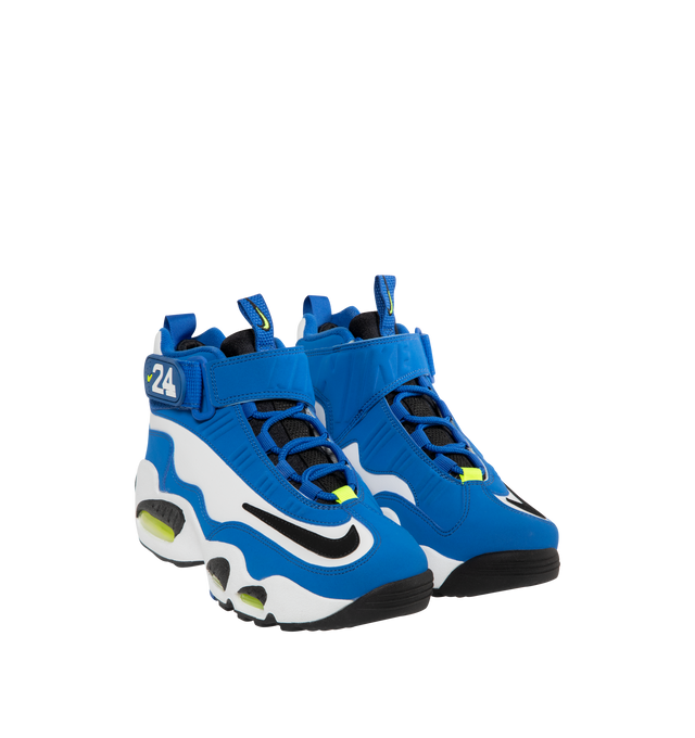Image 2 of 5 - BLUE - NIKE Air Griffey Max 1 Sneaker featuring synthetic leather and textile, hook-and-loop strap across the ankle, Max Air in the forefoot and heel cushions and pull tabs on tongue and heel. 
