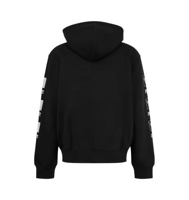 Image 2 of 3 - BLACK - Carhartt WIP Men's Hooded Playing Cards Jacket is crafted from heavyweight brushed cotton-blend jersey and features a balloon fit with dropped shoulders, an adjustable hood, a kangaroo pocket, and graphic Playing Cards prints across the chest and sleeves. This designer hooded sweatshirt combines premium fleece-backed comfort with bold seasonal artwork, creating a relaxed everyday essential with a contemporary streetwear aesthetic. Main Material: 80% Cotton, 20% Polyester (425 gsm). Fi 