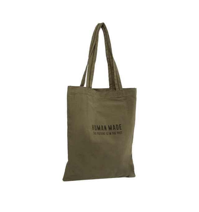 Image 2 of 3 - GREEN - HUMAN MADE Book Tote featuring durable canvas, the iconic heart logo and internal pocket. 100% cotton. 