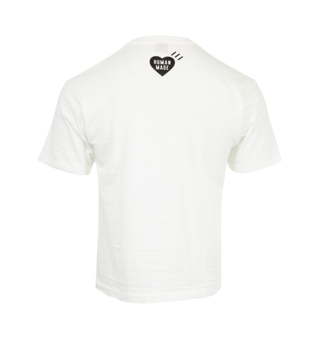 Image 2 of 3 - WHITE - Human Made Men's T-shirt with a rounded body and a soft texture resulting from the use of slub yarn. Graphics appear on the center chest and upper back. 100% COTTON. 