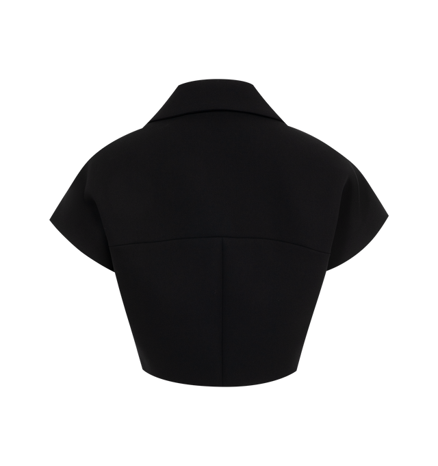 Image 2 of 2 - BLACK - Khaite A rounded silhouette that is part top and part jacket. Structured by bonded matte crepe. With cap sleeves and bold, two-way zipper. Double-faced crepe (100% polyester). 