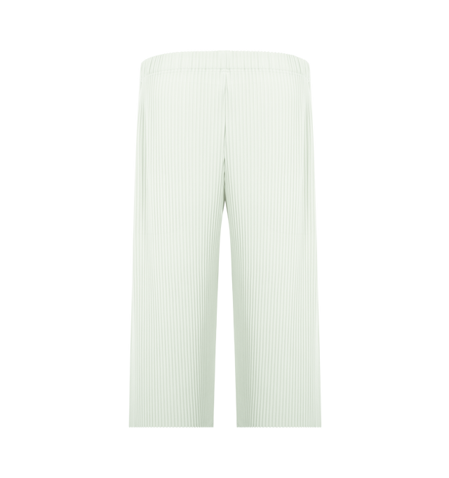Image 2 of 3 - WHITE - ISSEY MIYAKE Pant featuring mid-length, quick-drying property, relaxed fit, pleats throughout, pockets on both sides, a drawcord at the waist and a button-fly design. 100% polyester. Made In The Philippines. 