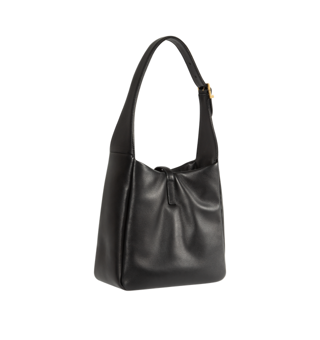 Image 2 of 3 - BLACK - SAINT LAURENT Le 5  7 Small Padded Bag featuring leather lining, open top with cassandre hook closure, two main compartments, one zip pocket and an adjustable shoulder strap. 9" X 8.7" X 2"3.1". 100% lambskin.  