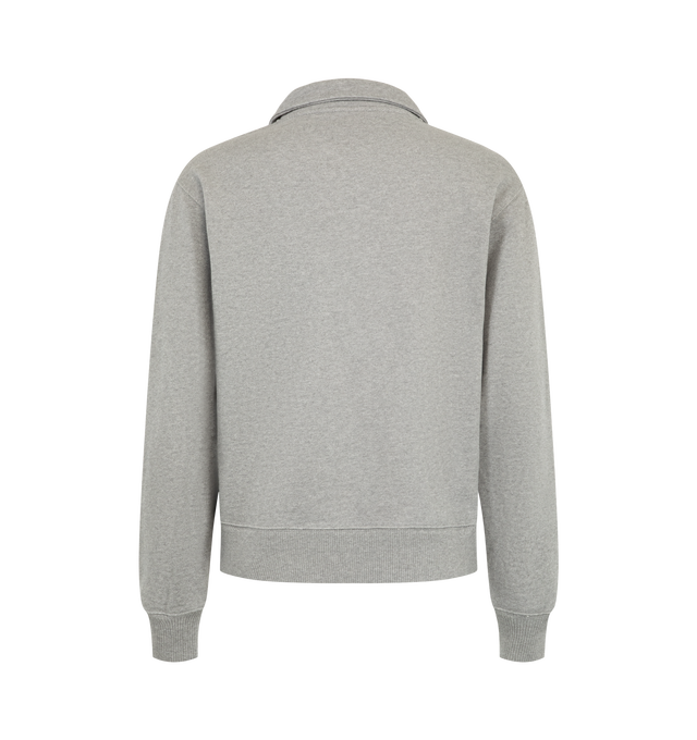 Image 2 of 2 - GREY - Merz b. Schwanen Men's Authentic Fleece Polo Collared Half-Zip Sweatshirt is crafted from organic cotton Authentic Fleece and features a polo collar, metal half-zip closure, chest pocket, and signature triangular underarm inserts.  Main Material: 100% Organic Cotton.  