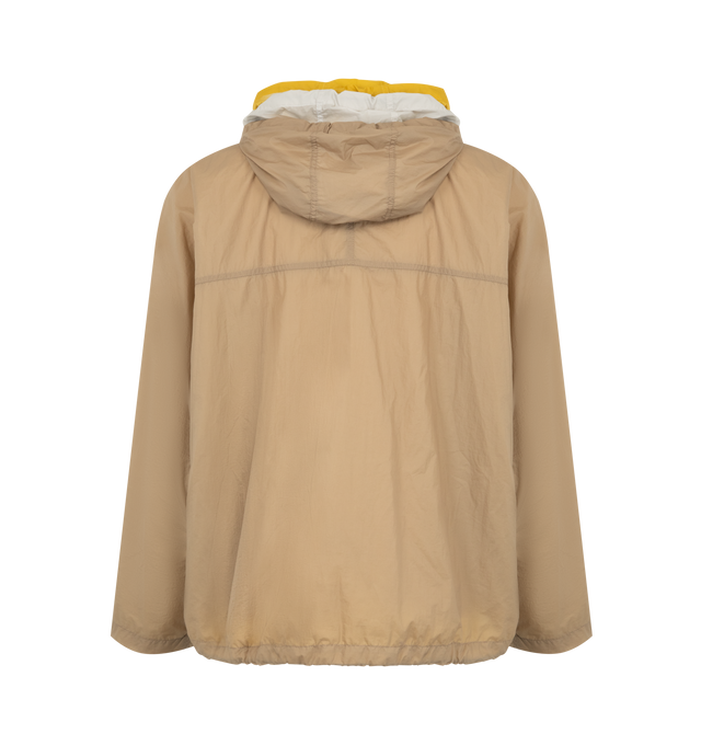 Image 2 of 3 - NEUTRAL - Loewe Mens Technical Shell Anorak is crafted from lightweight technical shell with a triple-layer construction. Features a relaxed fit, regular length, zip-up neckline with hood, front welt pockets, elasticated hem with drawstring, and Double L embroidery at the chest. Main Material: Polyamide / Polyurethane. Made in Italy. 